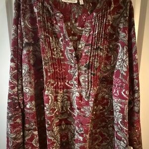 Notations Burgandy and Gray Paisley Blouse
